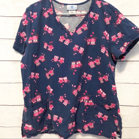 3/$20 SB Scrubs owl scrub shirt